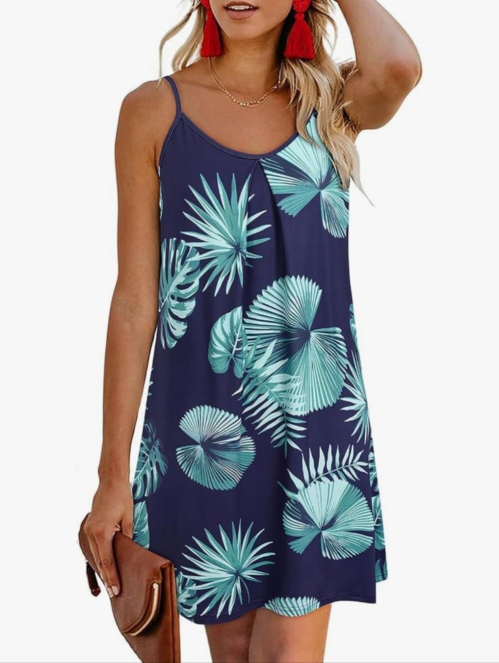 Casual V Neck Spaghetti Straps Floral Swing Mini Sundress